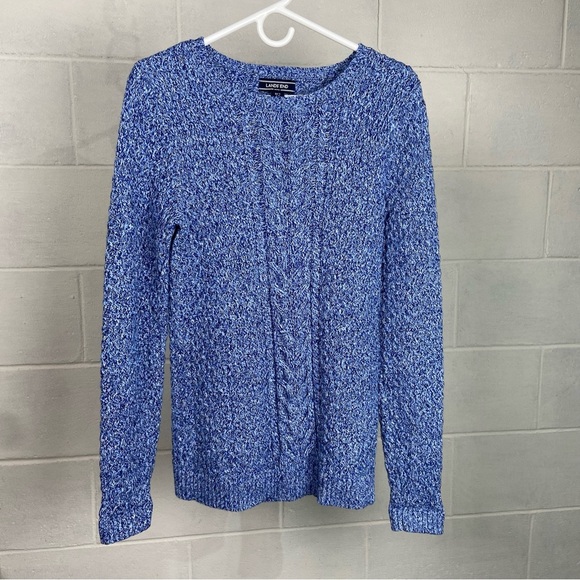 Land's End Drifter Women's Chunky Knit Crewneck Pullover Sweater Size S/T Blue - Picture 1 of 6